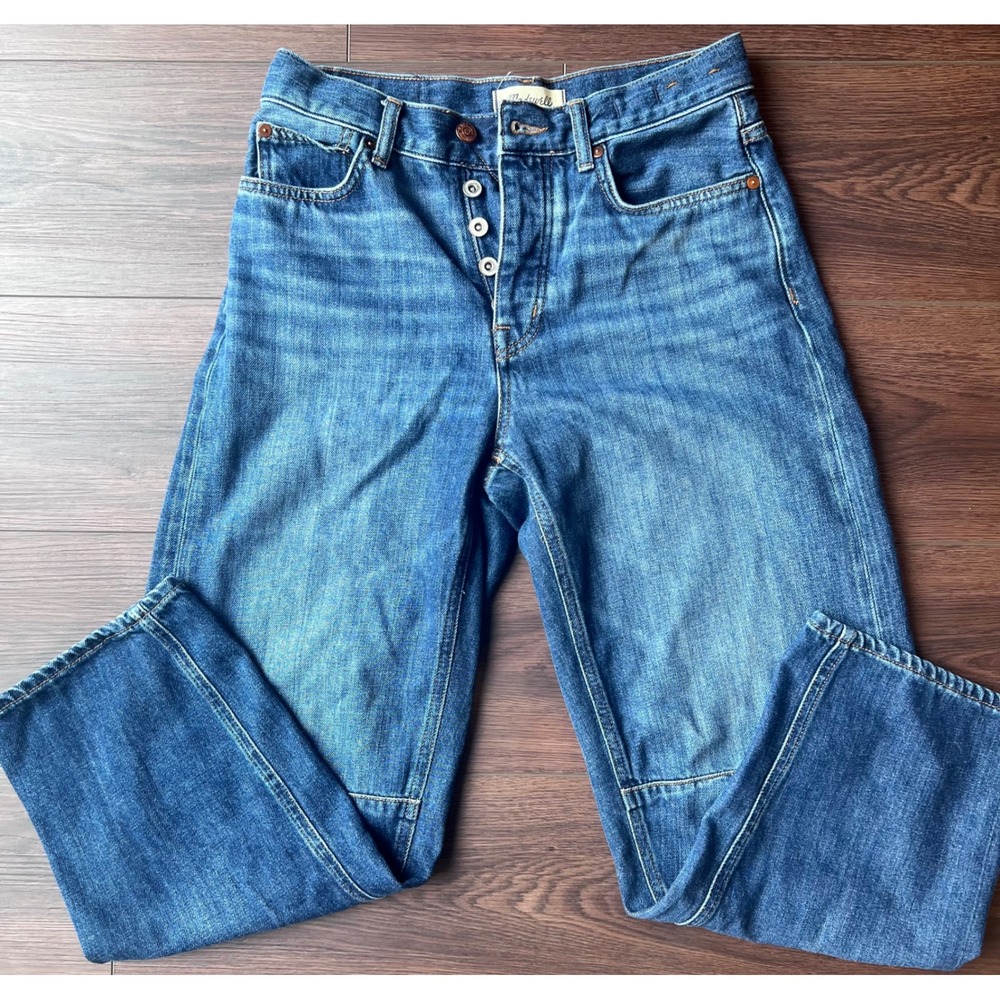 Madewell The Darted Barrel-Leg Jean Medium Wash Button Fly Denim Size 24